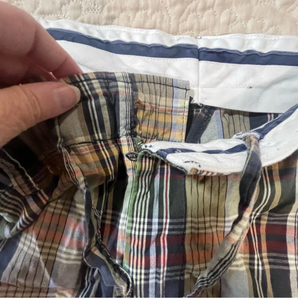 Polo by Ralph Lauren Mens Plaid‎ Green Navy Madras Shorts Size 44B